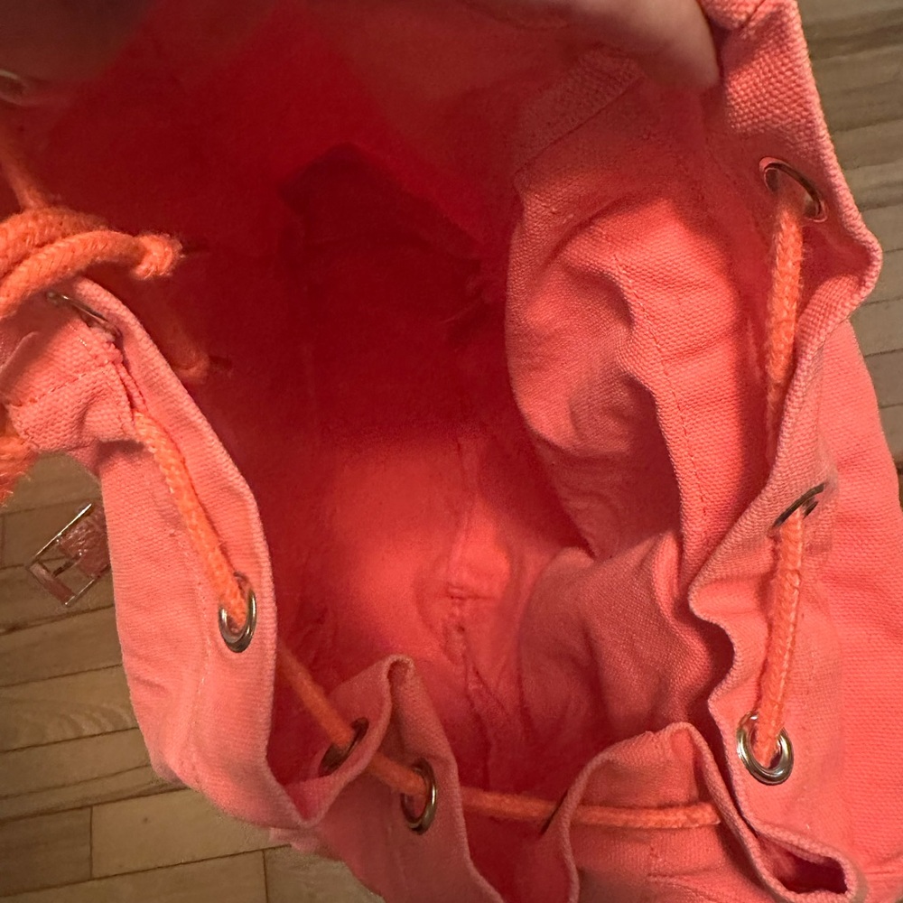 PINK Victoria's Secret Coral Canvas Backpack - Picture 11 of 13